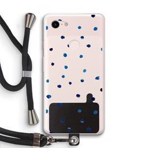 CaseCompany Blauwe stippen: Pixel 3 XL Transparant Hoesje met koord