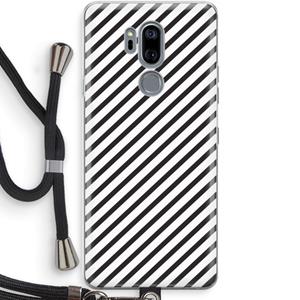 CaseCompany Strepen zwart-wit: LG G7 Thinq Transparant Hoesje met koord