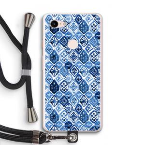CaseCompany Blauw motief: Pixel 3 XL Transparant Hoesje met koord