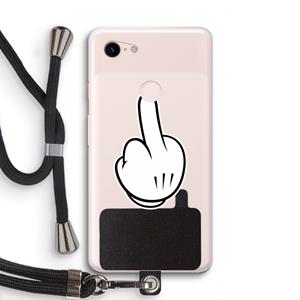 CaseCompany Middle finger white: Pixel 3 XL Transparant Hoesje met koord