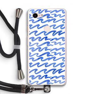 CaseCompany Blauwe golven: Pixel 3 XL Transparant Hoesje met koord