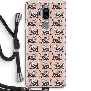 CaseCompany Zwarte poes: LG G7 Thinq Transparant Hoesje met koord