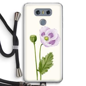 CaseCompany Purple poppy: LG G6 Transparant Hoesje met koord
