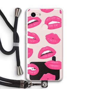 CaseCompany Bite my lip: Pixel 3 XL Transparant Hoesje met koord