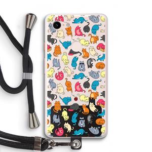 CaseCompany Kleurrijke katten: Pixel 3 XL Transparant Hoesje met koord