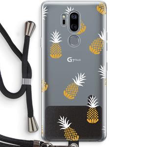 CaseCompany Ananasjes: LG G7 Thinq Transparant Hoesje met koord
