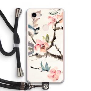 CaseCompany Japanse bloemen: Pixel 3 XL Transparant Hoesje met koord