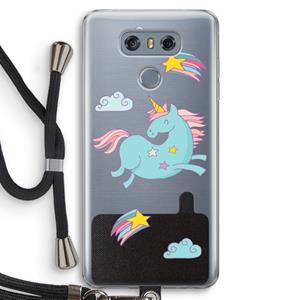 CaseCompany Vliegende eenhoorn: LG G6 Transparant Hoesje met koord