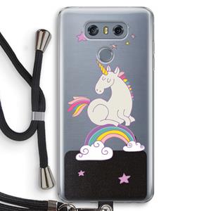 CaseCompany Regenboog eenhoorn: LG G6 Transparant Hoesje met koord