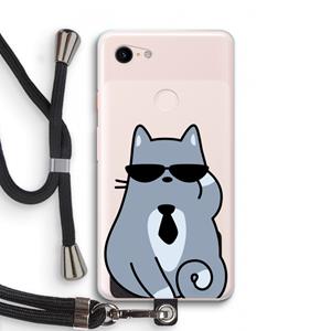 CaseCompany Cool cat: Pixel 3 XL Transparant Hoesje met koord