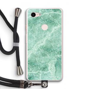 CaseCompany Groen marmer: Pixel 3 XL Transparant Hoesje met koord