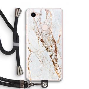 CaseCompany Goud marmer: Pixel 3 XL Transparant Hoesje met koord
