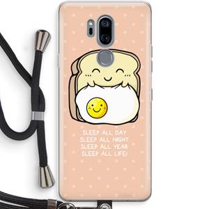 CaseCompany Sleep All Day: LG G7 Thinq Transparant Hoesje met koord