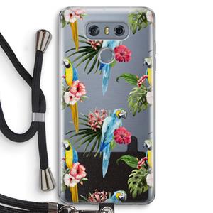 CaseCompany Kleurrijke papegaaien: LG G6 Transparant Hoesje met koord
