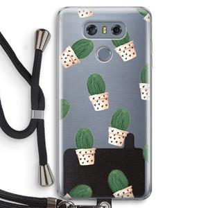CaseCompany Cactusprint roze: LG G6 Transparant Hoesje met koord