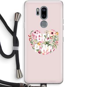 CaseCompany GRL PWR Flower: LG G7 Thinq Transparant Hoesje met koord