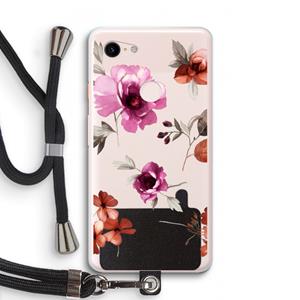 CaseCompany Geschilderde bloemen: Pixel 3 XL Transparant Hoesje met koord