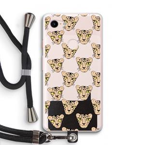 CaseCompany Tijger: Pixel 3 XL Transparant Hoesje met koord