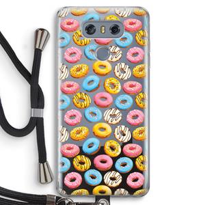 CaseCompany Pink donuts: LG G6 Transparant Hoesje met koord