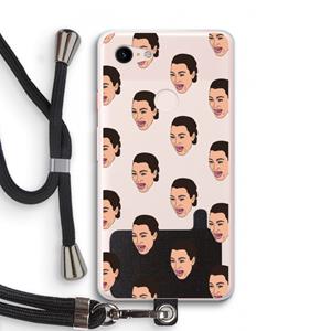 CaseCompany Ugly Cry Call: Pixel 3 XL Transparant Hoesje met koord