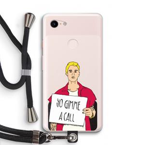 CaseCompany Gimme a call: Pixel 3 XL Transparant Hoesje met koord