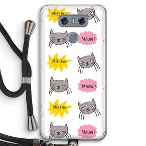 CaseCompany Meow: LG G6 Transparant Hoesje met koord
