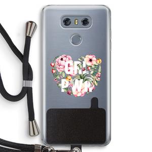 CaseCompany GRL PWR Flower: LG G6 Transparant Hoesje met koord