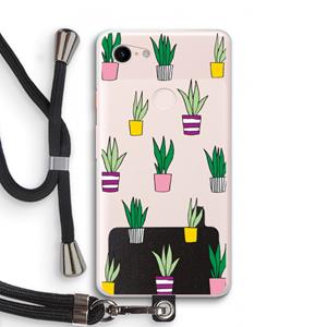CaseCompany Sanseveria: Pixel 3 XL Transparant Hoesje met koord