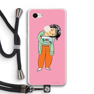 CaseCompany Visknuffel: Pixel 3 XL Transparant Hoesje met koord