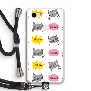 CaseCompany Meow: Pixel 3 XL Transparant Hoesje met koord