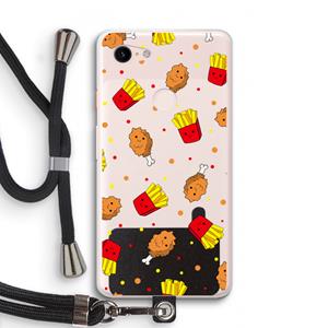 CaseCompany Chicken 'n Fries: Pixel 3 XL Transparant Hoesje met koord