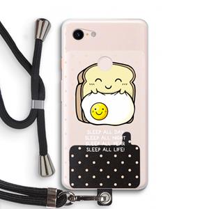 CaseCompany Sleep All Day: Pixel 3 XL Transparant Hoesje met koord