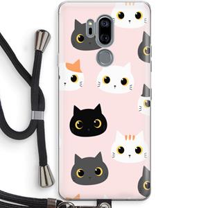 CaseCompany Katten: LG G7 Thinq Transparant Hoesje met koord