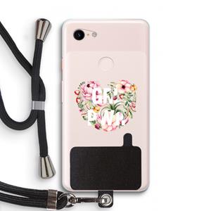 CaseCompany GRL PWR Flower: Pixel 3 XL Transparant Hoesje met koord