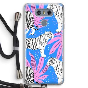 CaseCompany Tijger: LG G6 Transparant Hoesje met koord
