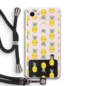 CaseCompany Ananas: Pixel 3 XL Transparant Hoesje met koord