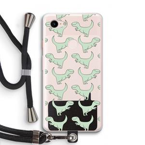 CaseCompany Dinos: Pixel 3 XL Transparant Hoesje met koord