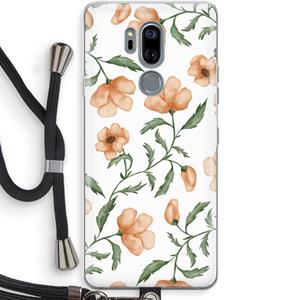 CaseCompany Peachy flowers: LG G7 Thinq Transparant Hoesje met koord