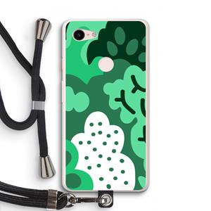 CaseCompany Bushes: Pixel 3 XL Transparant Hoesje met koord