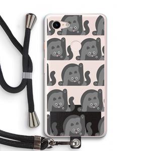 CaseCompany Cats: Pixel 3 XL Transparant Hoesje met koord