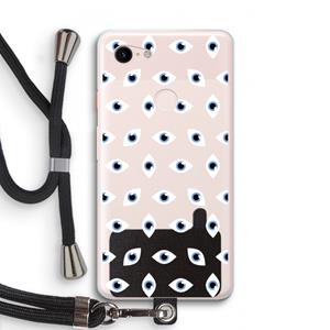 CaseCompany Eyes pattern: Pixel 3 XL Transparant Hoesje met koord