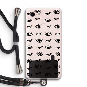 CaseCompany Eye pattern #2: Pixel 3 XL Transparant Hoesje met koord