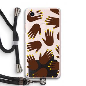 CaseCompany Hands dark: Pixel 3 XL Transparant Hoesje met koord