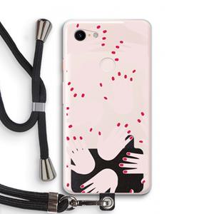 CaseCompany Hands pink: Pixel 3 XL Transparant Hoesje met koord