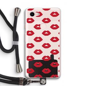 CaseCompany Lips: Pixel 3 XL Transparant Hoesje met koord