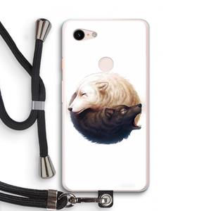 CaseCompany Yin Yang Wolves: Pixel 3 XL Transparant Hoesje met koord