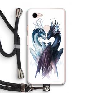 CaseCompany Yin Yang Dragons: Pixel 3 XL Transparant Hoesje met koord