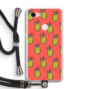 CaseCompany Ananas: Pixel 3 XL Transparant Hoesje met koord