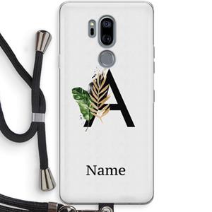 CaseCompany Charcoal Flora: LG G7 Thinq Transparant Hoesje met koord