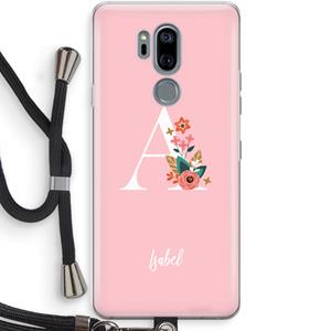 CaseCompany Pink Bouquet: LG G7 Thinq Transparant Hoesje met koord